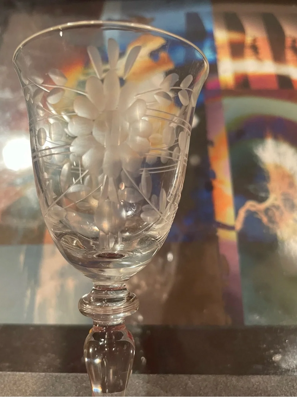 Antique Crystal Etched Liquor Glass - Clear. Set of 6
